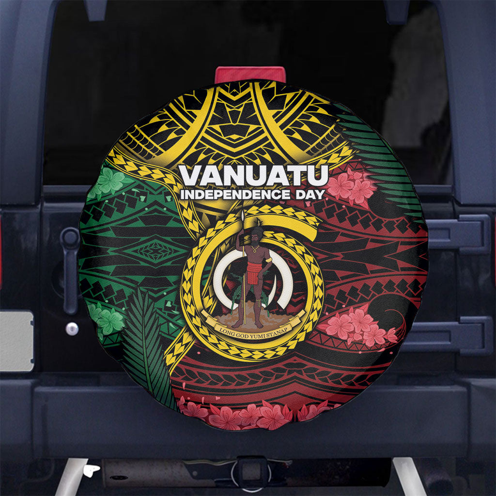 Vanuatu Independence Day Spare Tire Cover Boar Tusk Warrior Tribal Floral Patterns DT05 No hole Multicolor - Polynesian Pride