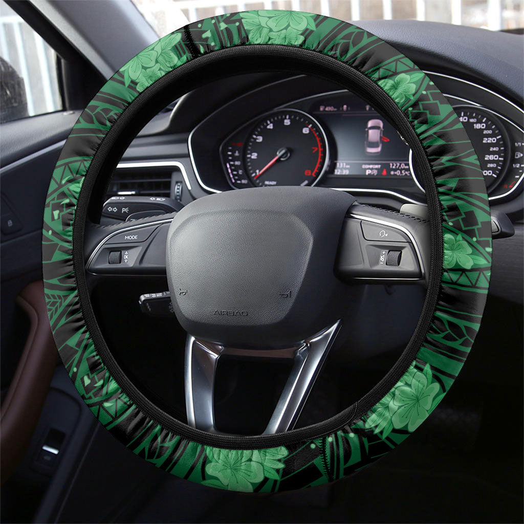 Vanuatu Independence Day Steering Wheel Cover Boar Tusk Warrior Tribal Floral Patterns