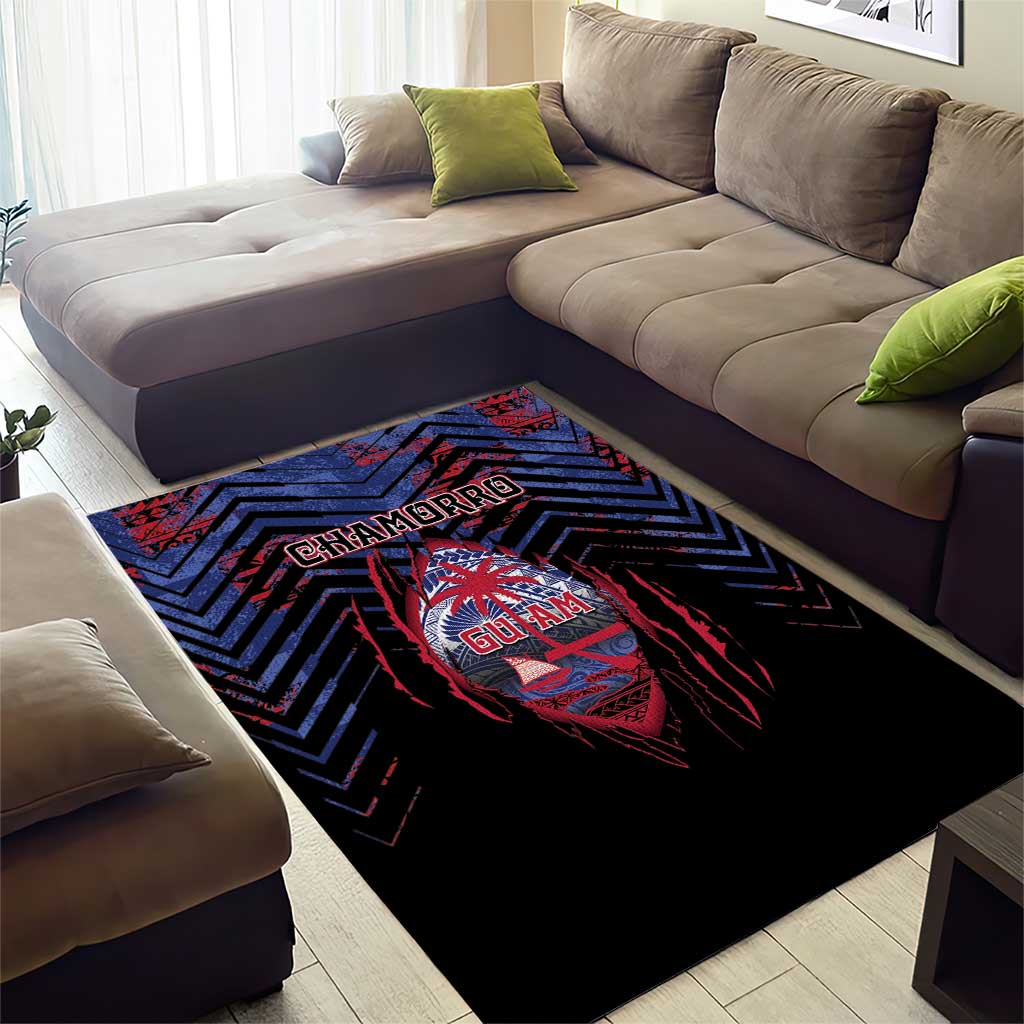 Guam Area Rug Chamorro Seal Tribal Scratch Design - Polynesian Pride