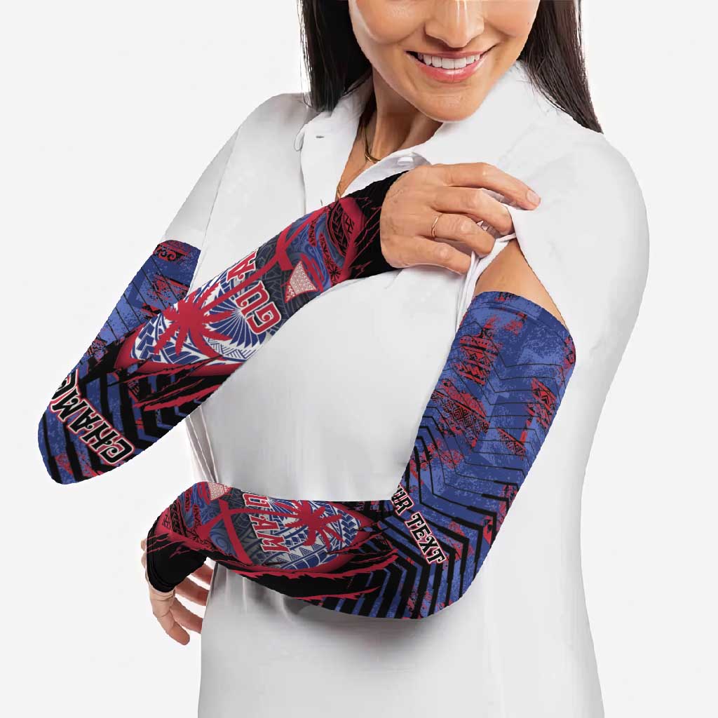 Guam Arm Sleeves Chamorro Seal Tribal Scratch Design - Polynesian Pride