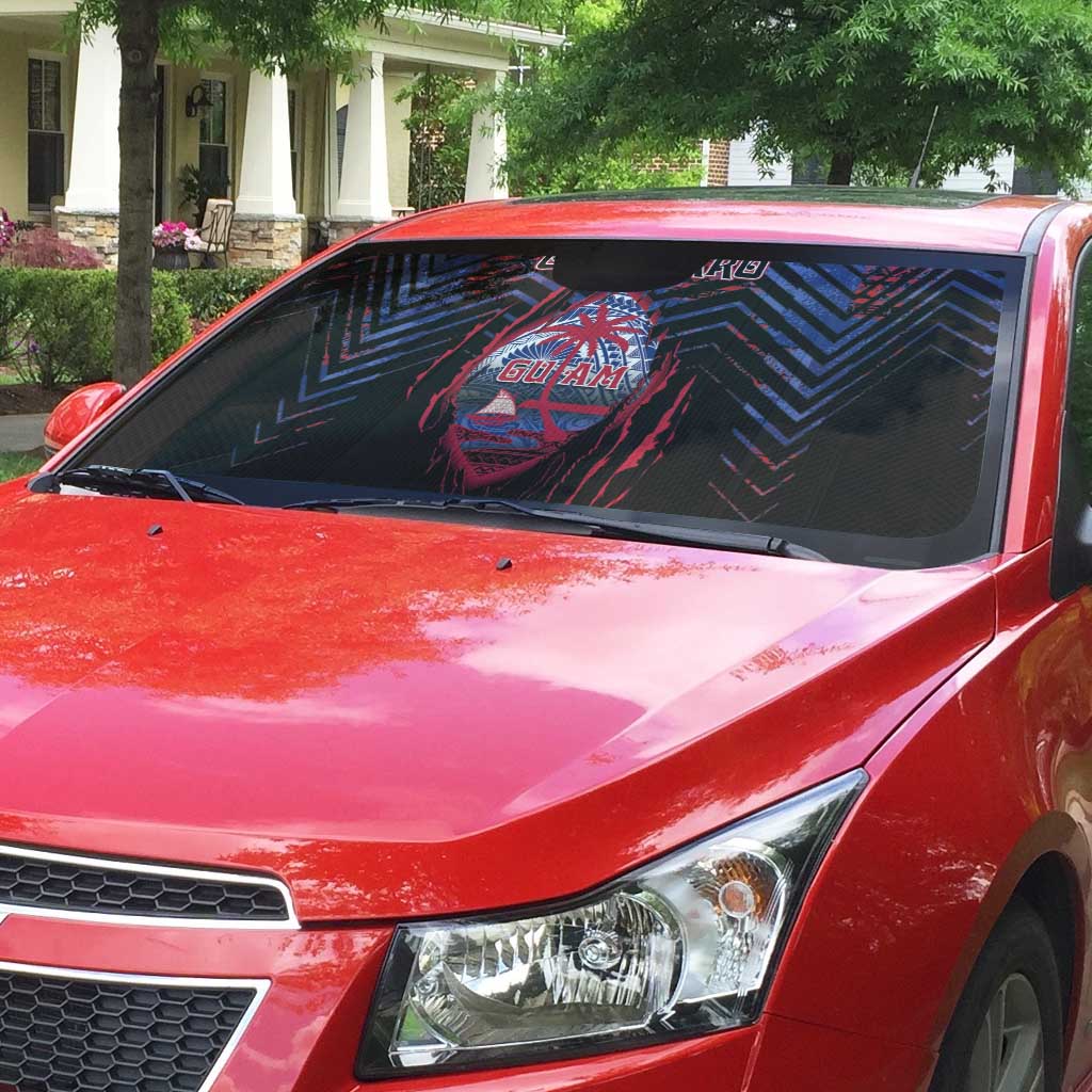 Guam Auto Sun Shade Chamorro Seal Tribal Scratch Design - Polynesian Pride