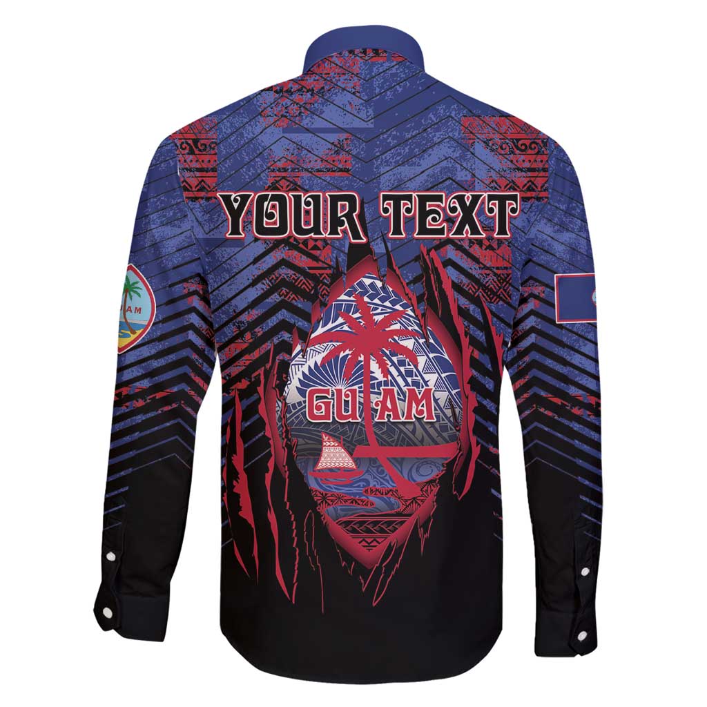 Personalised Guam Family Matching Long Sleeve Bodycon Dress and Hawaiian Shirt Chamorro Seal Tribal Scratch Design DT05 - Polynesian Pride