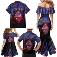 Personalised Guam Family Matching Mermaid Dress and Hawaiian Shirt Chamorro Seal Tribal Scratch Design DT05 - Polynesian Pride