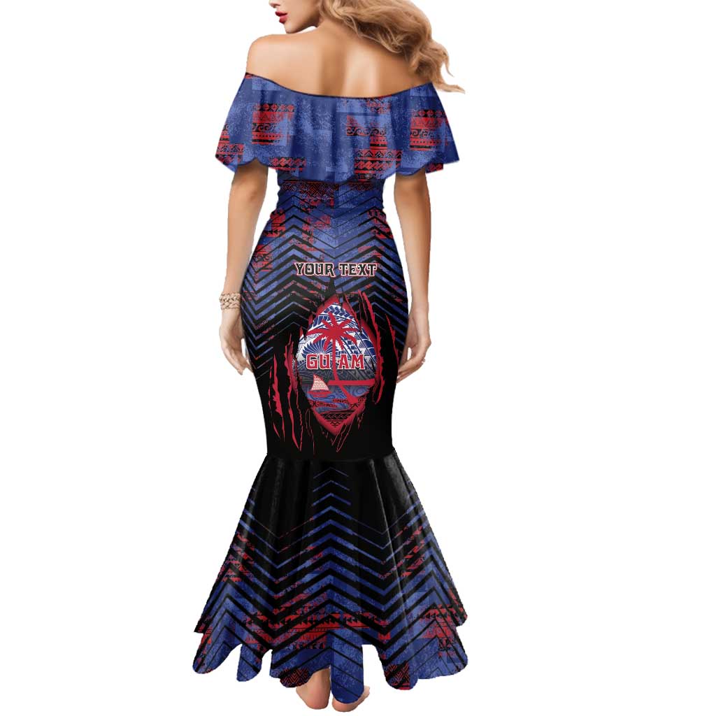 Personalised Guam Family Matching Mermaid Dress and Hawaiian Shirt Chamorro Seal Tribal Scratch Design DT05 - Polynesian Pride