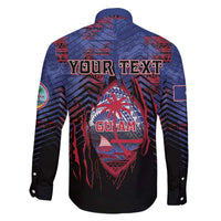 Personalised Guam Family Matching Off The Shoulder Long Sleeve Dress and Hawaiian Shirt Chamorro Seal Tribal Scratch Design DT05 - Polynesian Pride