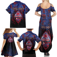 Personalised Guam Family Matching Summer Maxi Dress and Hawaiian Shirt Chamorro Seal Tribal Scratch Design DT05 - Polynesian Pride