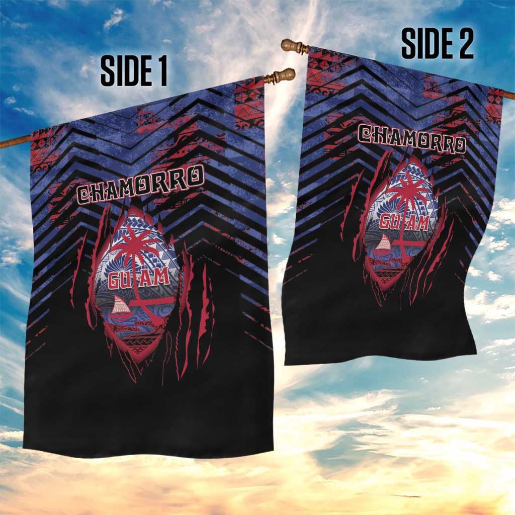Guam Garden Flag Chamorro Seal Tribal Scratch Design - Polynesian Pride