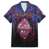 Personalised Guam Hawaiian Shirt Chamorro Seal Tribal Scratch Design DT05 Navy - Polynesian Pride
