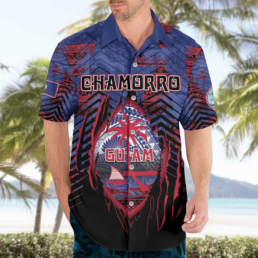 Personalised Guam Hawaiian Shirt Chamorro Seal Tribal Scratch Design DT05 - Polynesian Pride