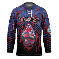 Personalised Guam Hockey Jersey Chamorro Seal Tribal Scratch Design - Polynesian Pride
