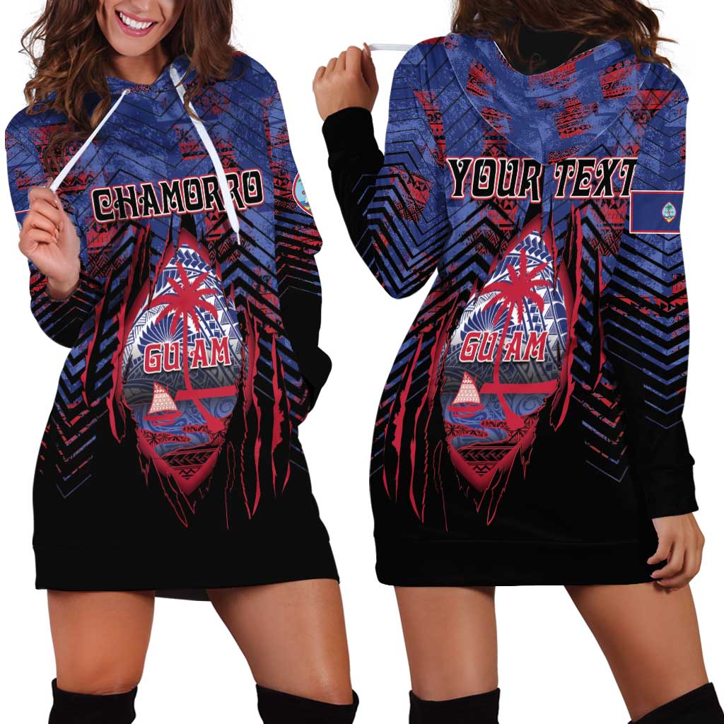 Personalised Guam Hoodie Dress Chamorro Seal Tribal Scratch Design - Polynesian Pride