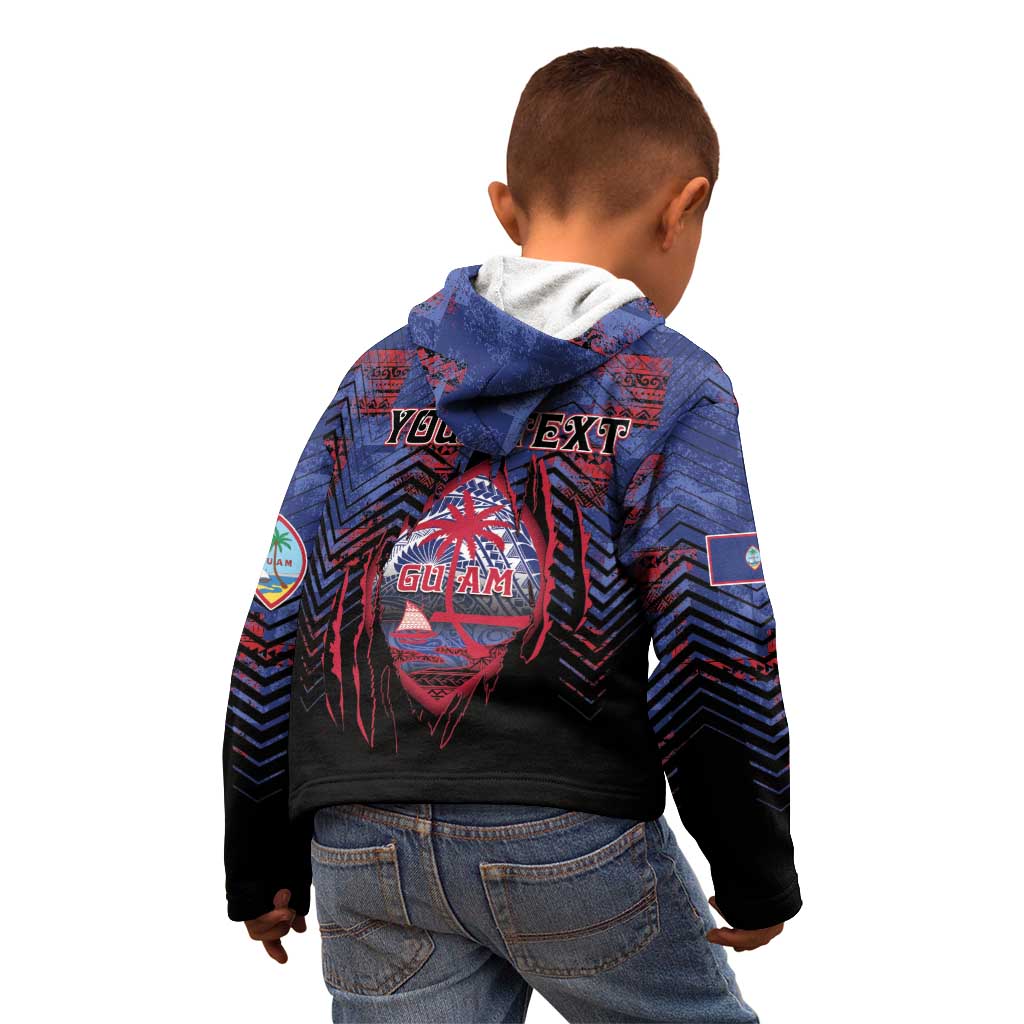 Personalised Guam Kid Hoodie Chamorro Seal Tribal Scratch Design - Polynesian Pride