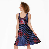 Personalised Guam Midi Dress Chamorro Seal Tribal Scratch Design - Polynesian Pride