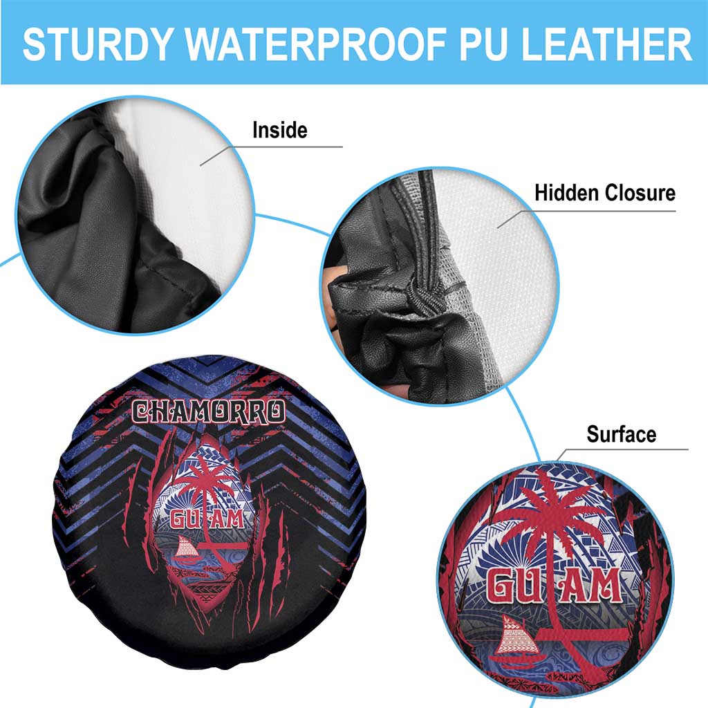 Guam Spare Tire Cover Chamorro Seal Tribal Scratch Design - Polynesian Pride