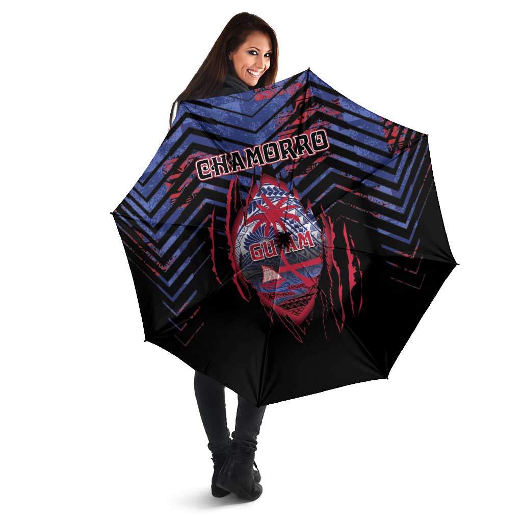 Guam Umbrella Chamorro Seal Tribal Scratch Design - Polynesian Pride