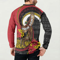 Personalised Papua New Guinea Language Week Button Sweatshirt Bird Of Paradise Tribal Floral Pattern DT05 - Polynesian Pride