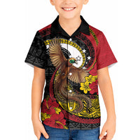 Personalised Papua New Guinea Language Week Kid Hawaiian Shirt Bird Of Paradise Tribal Floral Pattern DT05 Kid Black - Polynesian Pride
