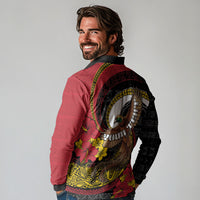 Personalised Papua New Guinea Language Week Long Sleeve Polo Shirt Bird Of Paradise Tribal Floral Pattern DT05 - Polynesian Pride