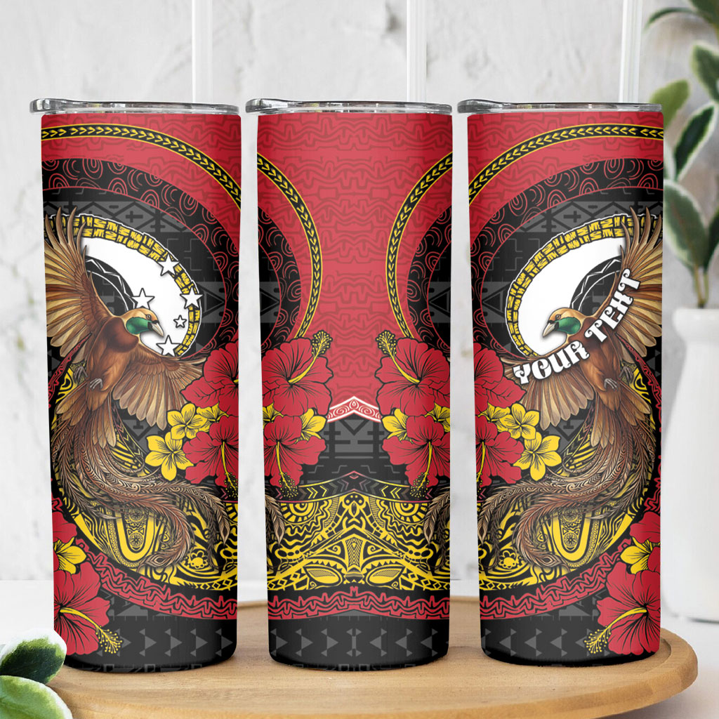 Personalised Papua New Guinea Language Week Skinny Tumbler Bird Of Paradise Tribal Floral Pattern DT05 - Polynesian Pride