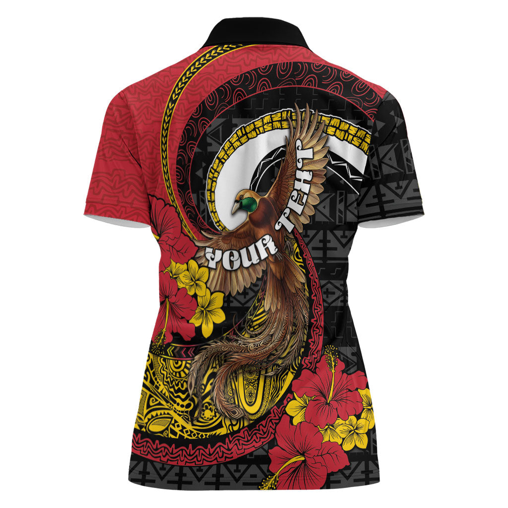 Personalised Papua New Guinea Language Week Women Polo Shirt Bird Of Paradise Tribal Floral Pattern DT05 - Polynesian Pride