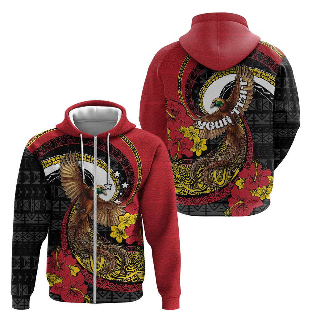 Personalised Papua New Guinea Language Week Zip Hoodie Bird Of Paradise Tribal Floral Pattern DT05 - Polynesian Pride