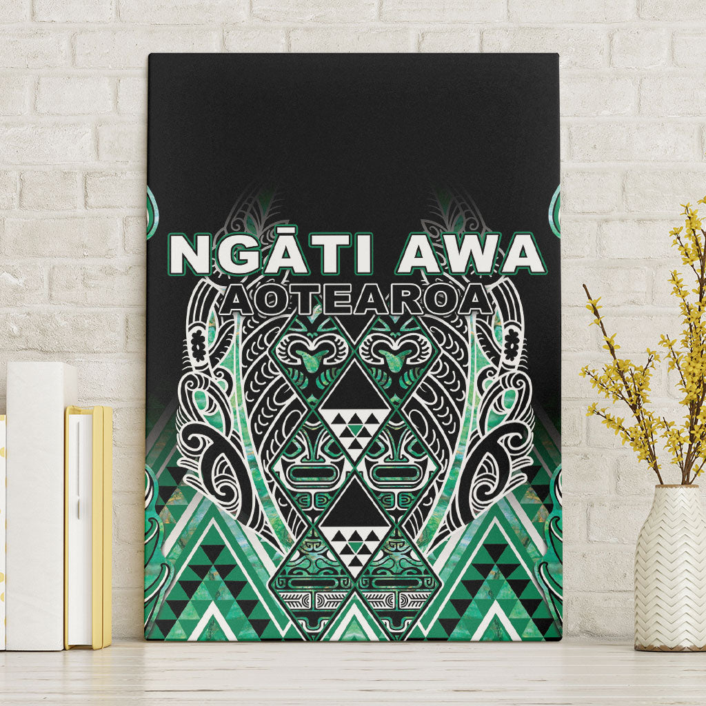 Aotearoa Ngati Awa Canvas Wall Art Maori Tribal Green Marble Paua Shell Pattern