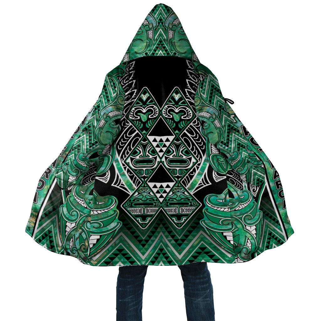Aotearoa Ngati Awa Cloak Maori Tribal Green Marble Paua Shell Pattern