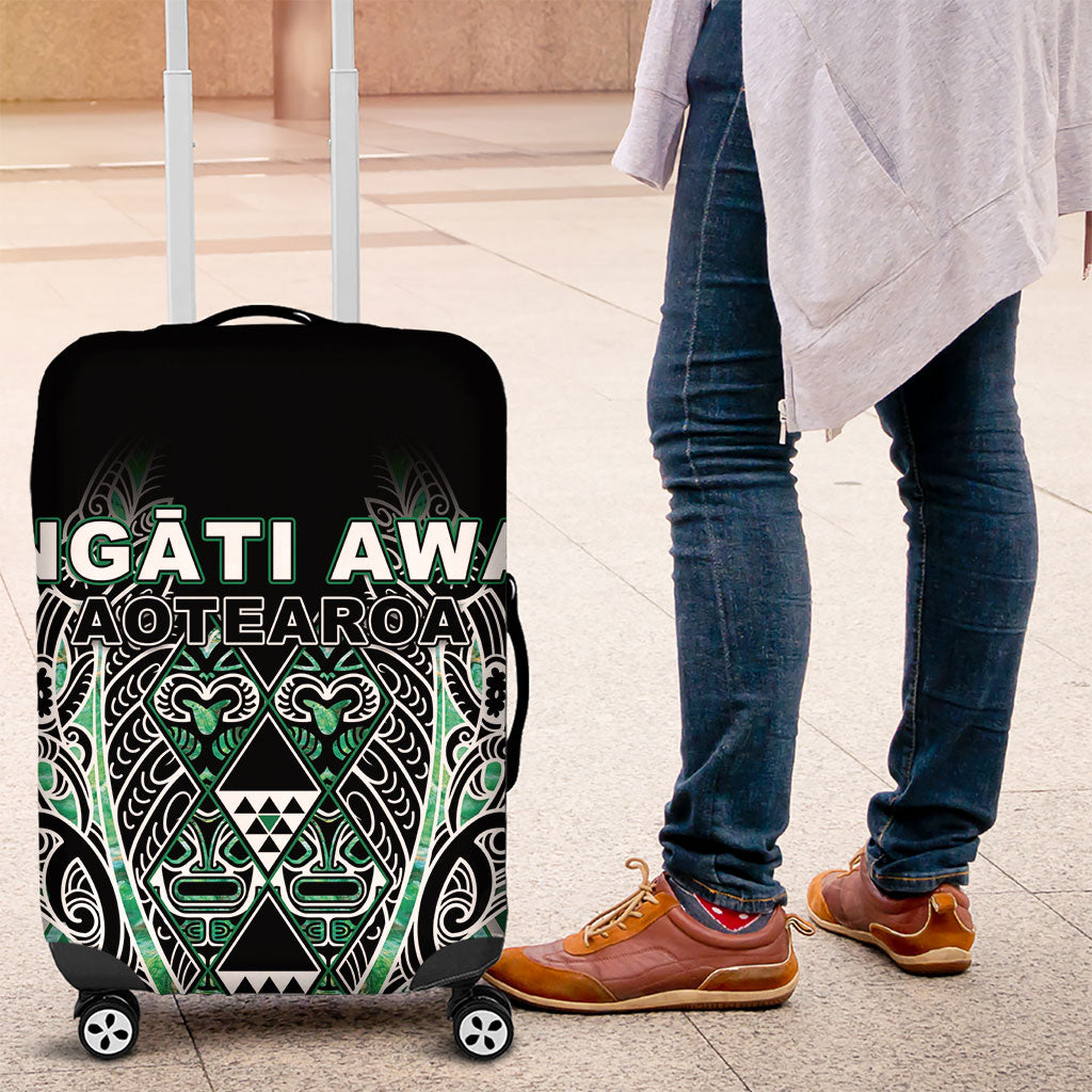 Aotearoa Ngati Awa Luggage Cover Maori Tribal Green Marble Paua Shell Pattern