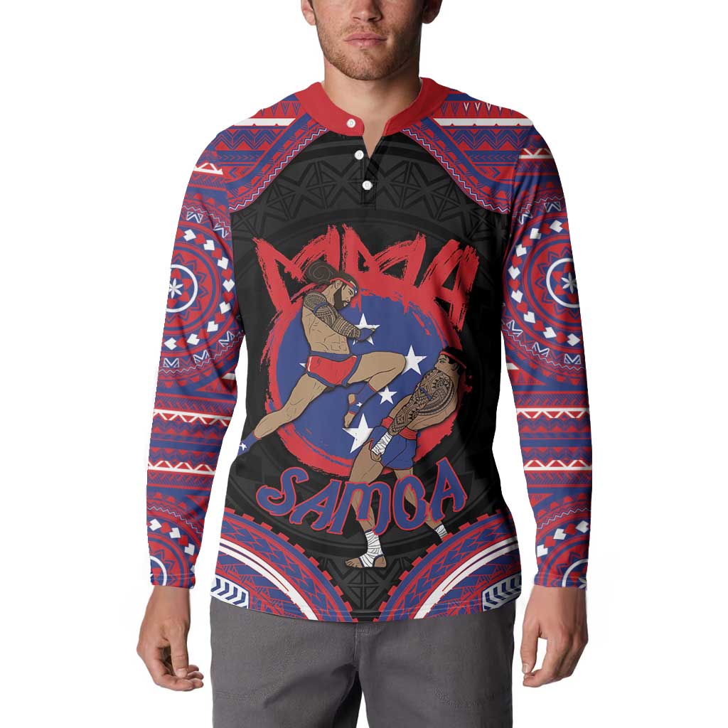 Personalised Samoa Mixed Martial Arts Button Sweatshirt Flying Knee Of Samoan - Polynesian Pride
