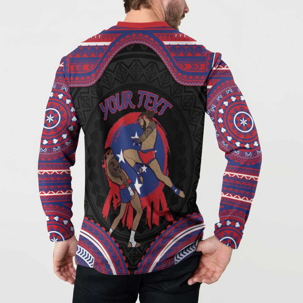 Personalised Samoa Mixed Martial Arts Button Sweatshirt Flying Knee Of Samoan - Polynesian Pride
