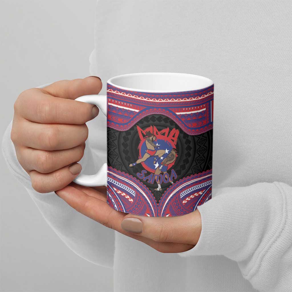 Personalised Samoa Mixed Martial Arts Ceramic Mug Flying Knee Of Samoan - Polynesian Pride