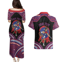 Personalised Samoa Mixed Martial Arts Couples Matching Puletasi and Hawaiian Shirt Flying Knee Of Samoan - Polynesian Pride