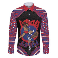 Personalised Samoa Mixed Martial Arts Family Matching Mermaid Dress and Hawaiian Shirt Flying Knee Of Samoan DT05 Dad's Shirt - Long Sleeve Black - Polynesian Pride