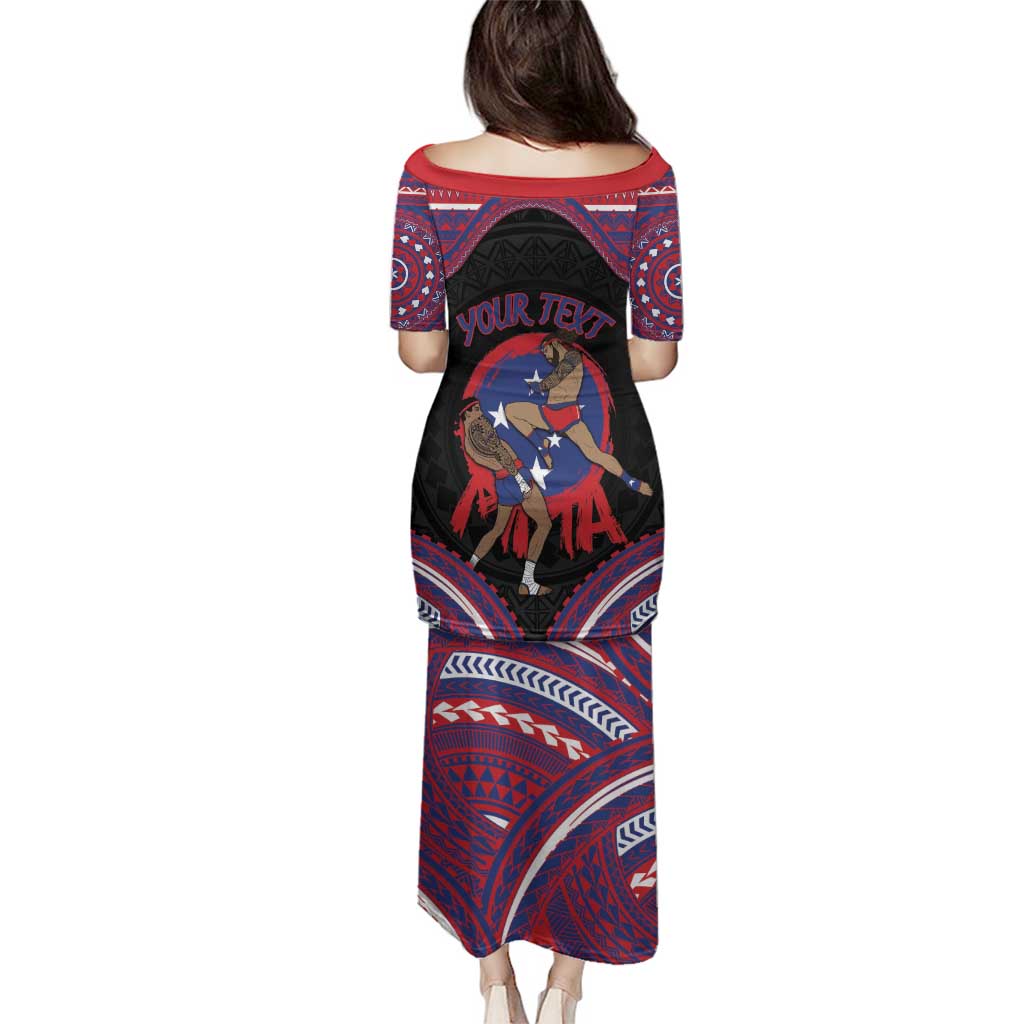 Personalised Samoa Mixed Martial Arts Family Matching Puletasi and Hawaiian Shirt Flying Knee Of Samoan DT05 - Polynesian Pride