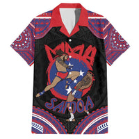 Personalised Samoa Mixed Martial Arts Family Matching Short Sleeve Bodycon Dress and Hawaiian Shirt Flying Knee Of Samoan DT05 Dad's Shirt - Short Sleeve Black - Polynesian Pride