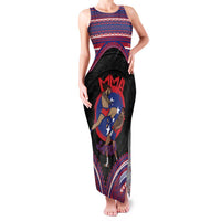 Personalised Samoa Mixed Martial Arts Family Matching Tank Maxi Dress and Hawaiian Shirt Flying Knee Of Samoan DT05 Mom's Dress Black - Polynesian Pride