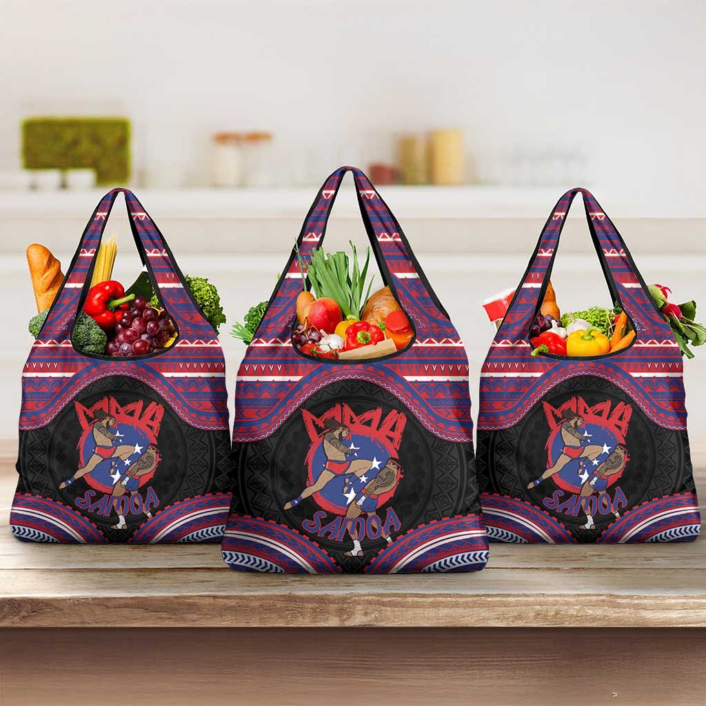 Samoa Mixed Martial Arts Grocery Bag Flying Knee Of Samoan DT05 3-pack One Size Black - Polynesian Pride