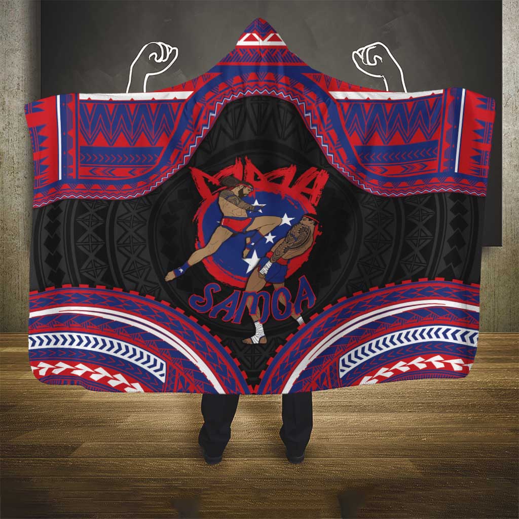 Samoa Mixed Martial Arts Hooded Blanket Flying Knee Of Samoan - Polynesian Pride
