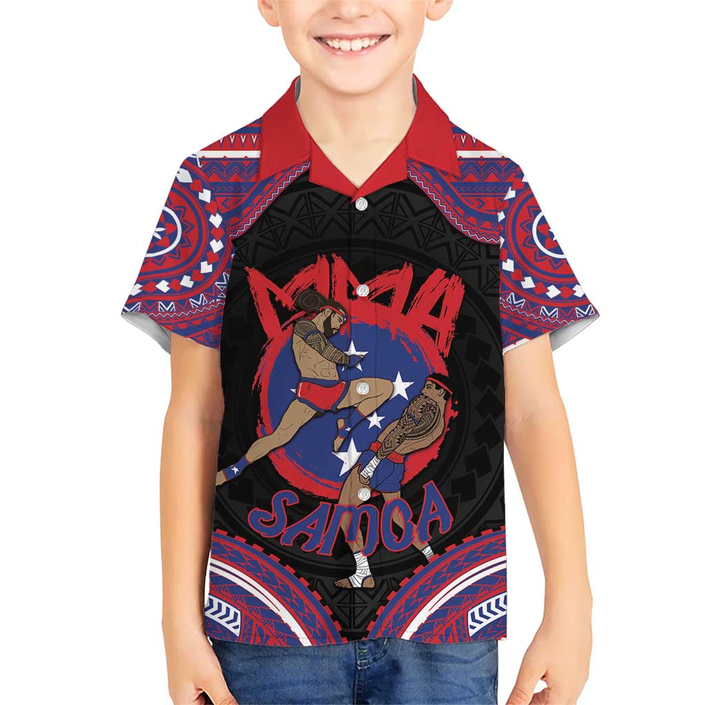 Personalised Samoa Mixed Martial Arts Kid Hawaiian Shirt Flying Knee Of Samoan - Polynesian Pride