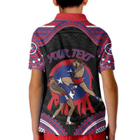 Personalised Samoa Mixed Martial Arts Kid Polo Shirt Flying Knee Of Samoan - Polynesian Pride