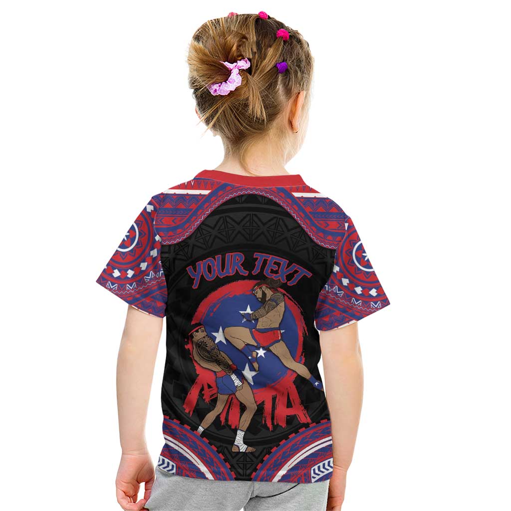 Personalised Samoa Mixed Martial Arts Kid T Shirt Flying Knee Of Samoan - Polynesian Pride