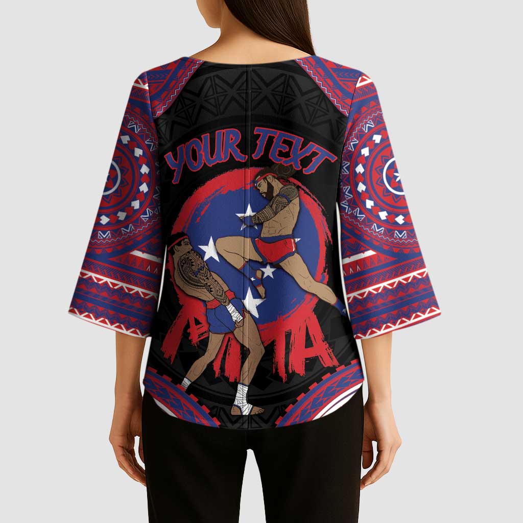 Personalised Samoa Mixed Martial Arts Kimono Sleeve Blouse Flying Knee Of Samoan - Polynesian Pride