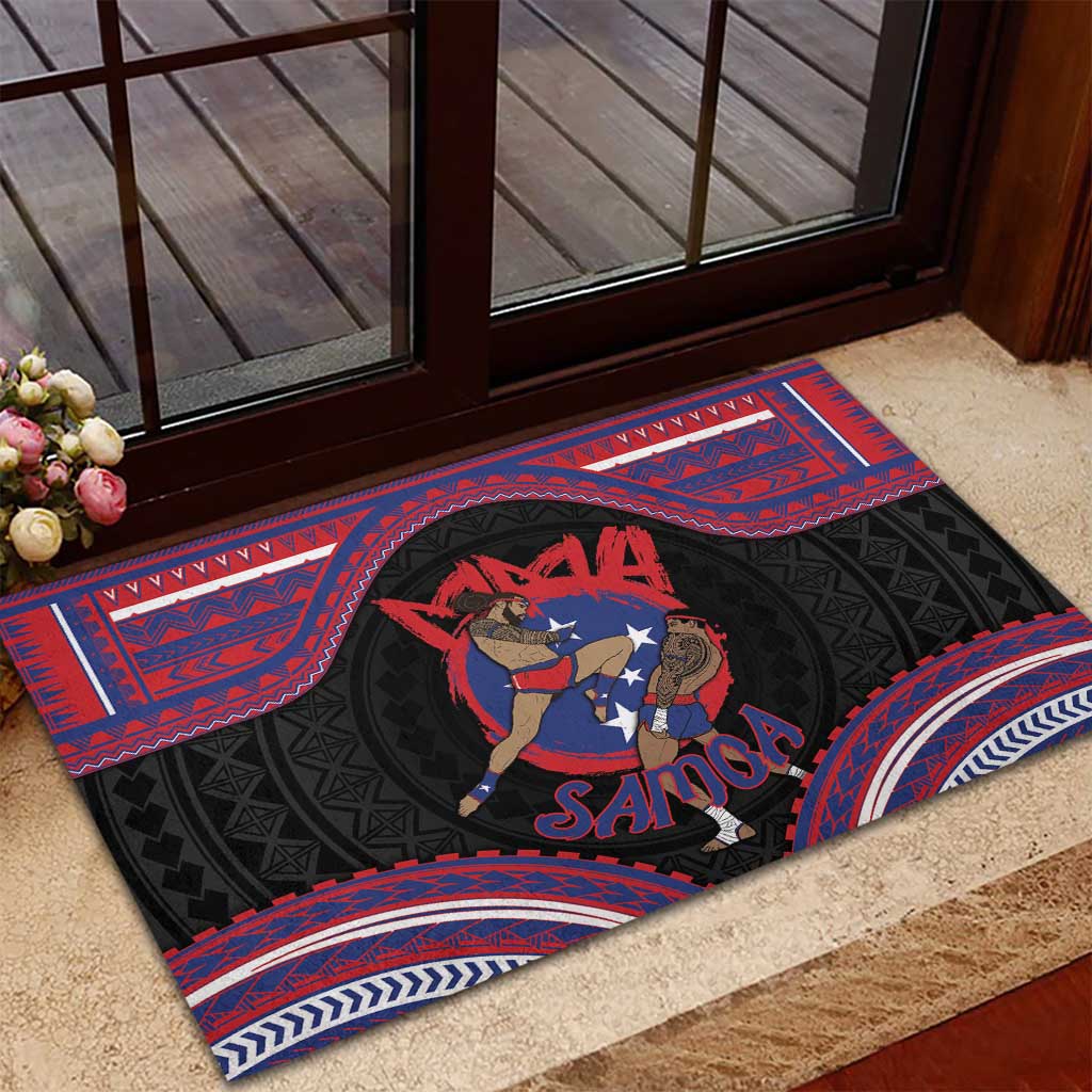 Samoa Mixed Martial Arts Rubber Doormat Flying Knee Of Samoan - Polynesian Pride