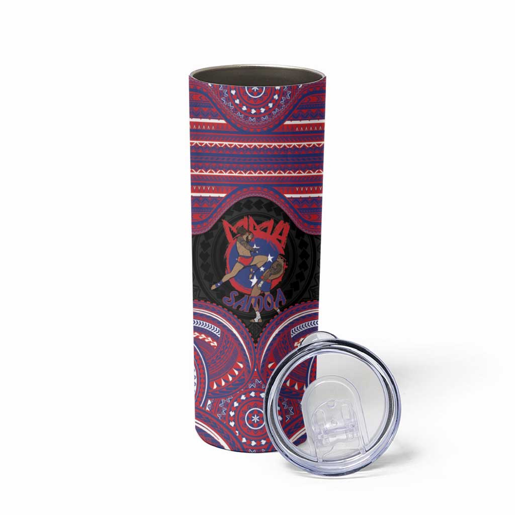Personalised Samoa Mixed Martial Arts Skinny Tumbler Flying Knee Of Samoan - Polynesian Pride