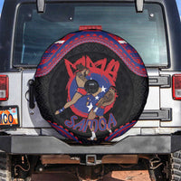 Samoa Mixed Martial Arts Spare Tire Cover Flying Knee Of Samoan DT05 Black - Polynesian Pride