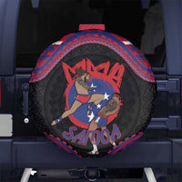 Samoa Mixed Martial Arts Spare Tire Cover Flying Knee Of Samoan DT05 No hole Black - Polynesian Pride