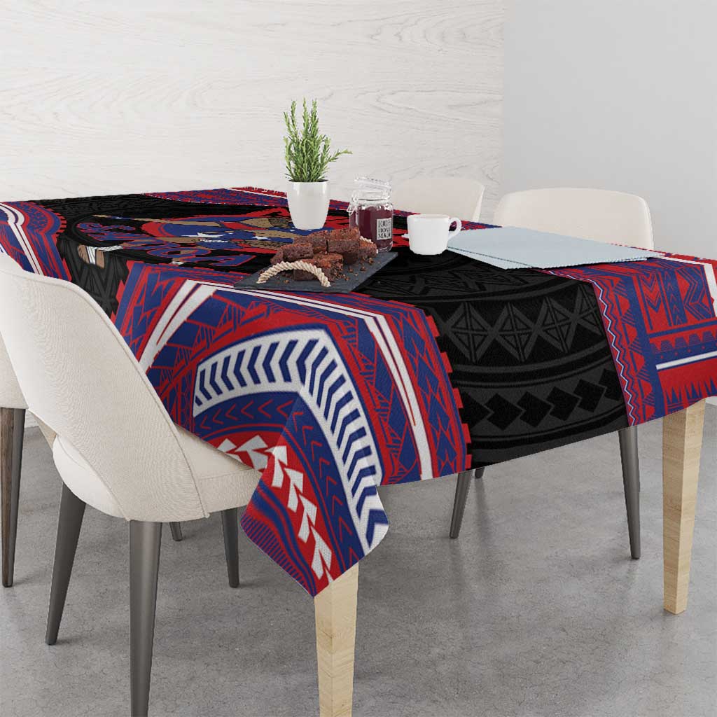Samoa Mixed Martial Arts Tablecloth Flying Knee Of Samoan - Polynesian Pride