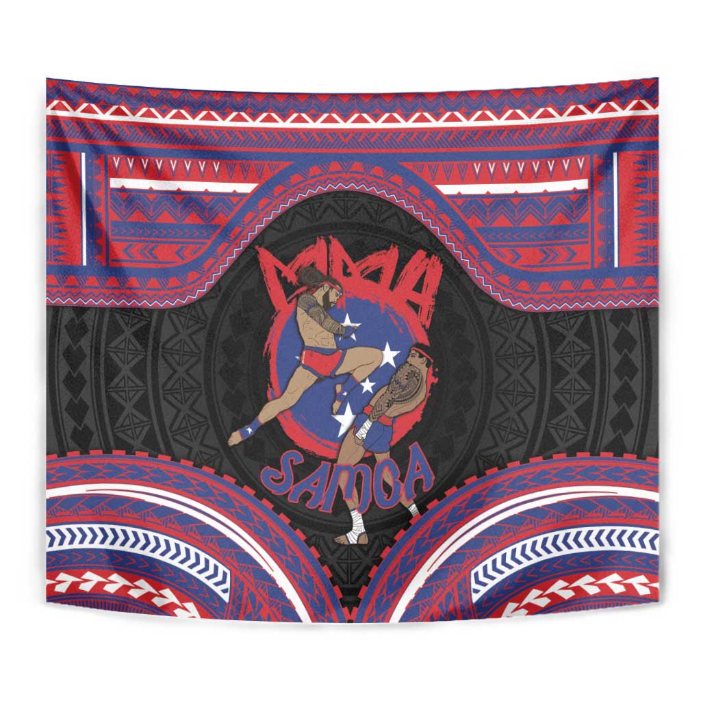 Samoa Mixed Martial Arts Tapestry Flying Knee Of Samoan - Polynesian Pride