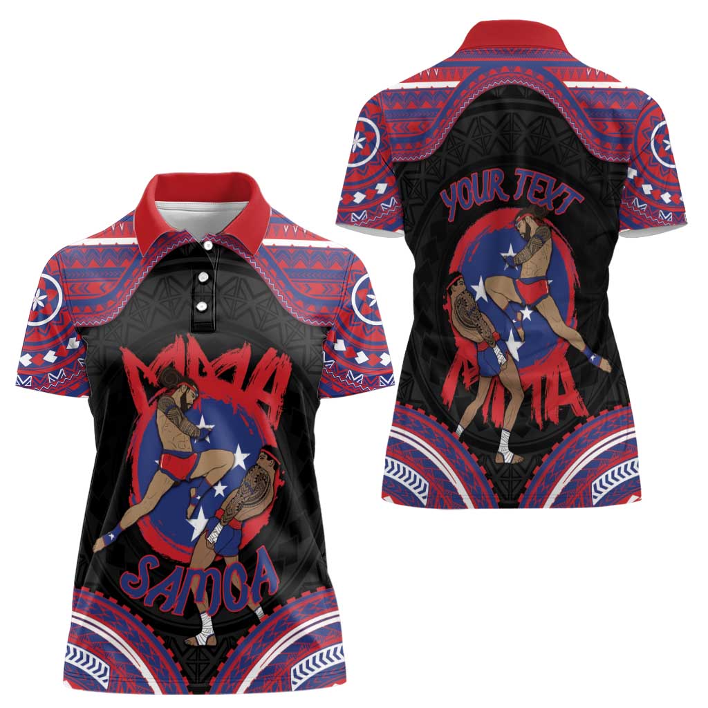 Personalised Samoa Mixed Martial Arts Women Polo Shirt Flying Knee Of Samoan - Polynesian Pride