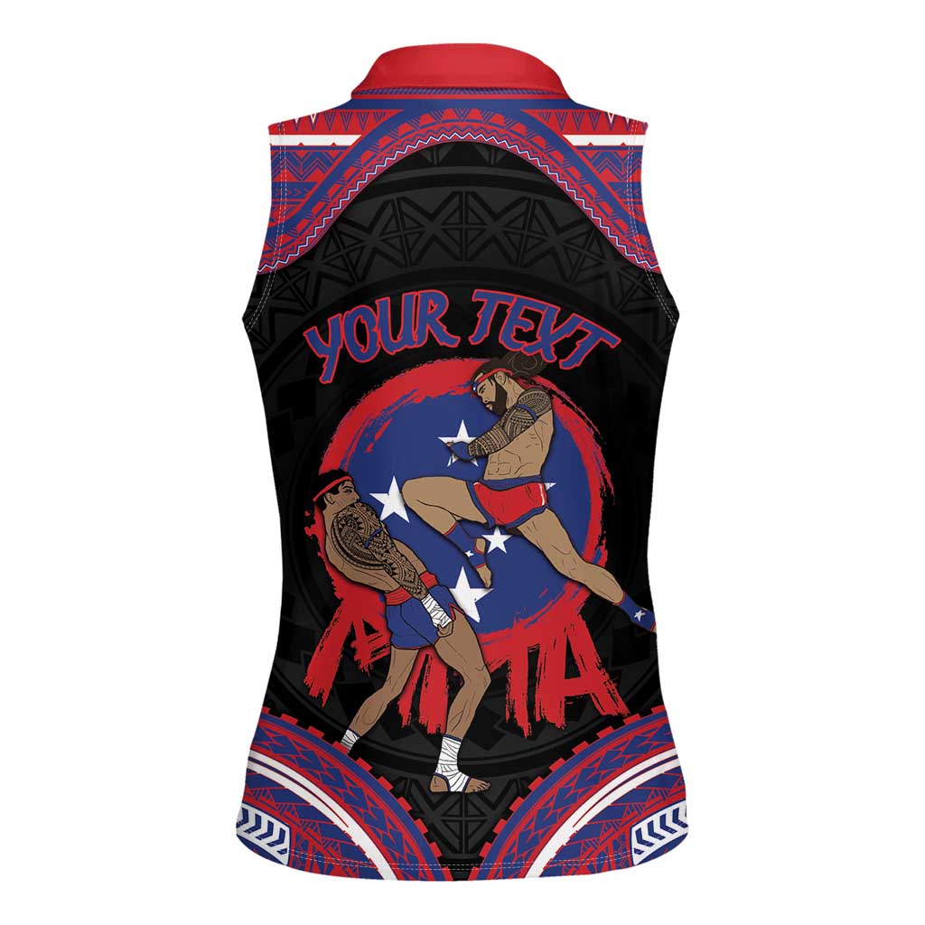 Personalised Samoa Mixed Martial Arts Women Sleeveless Polo Shirt Flying Knee Of Samoan DT05 - Polynesian Pride